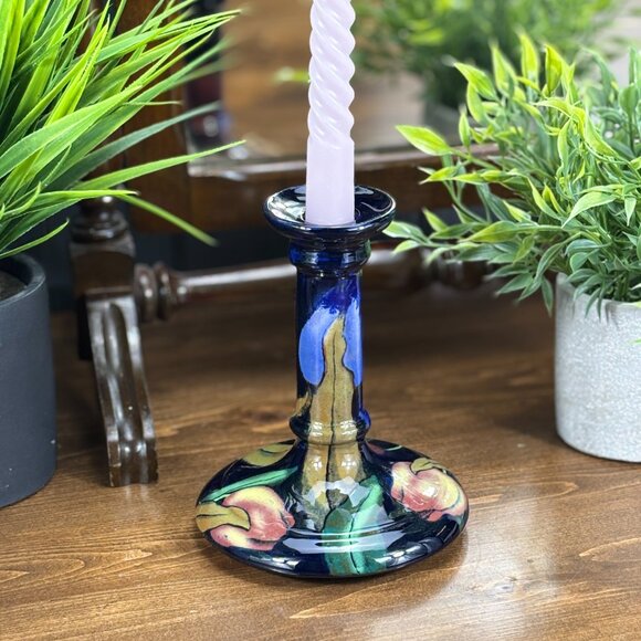 Vintage Candle Holder Royal Stanley Jacobean Hand Painted Pottery Candle Stick - Picture 2 of 15
